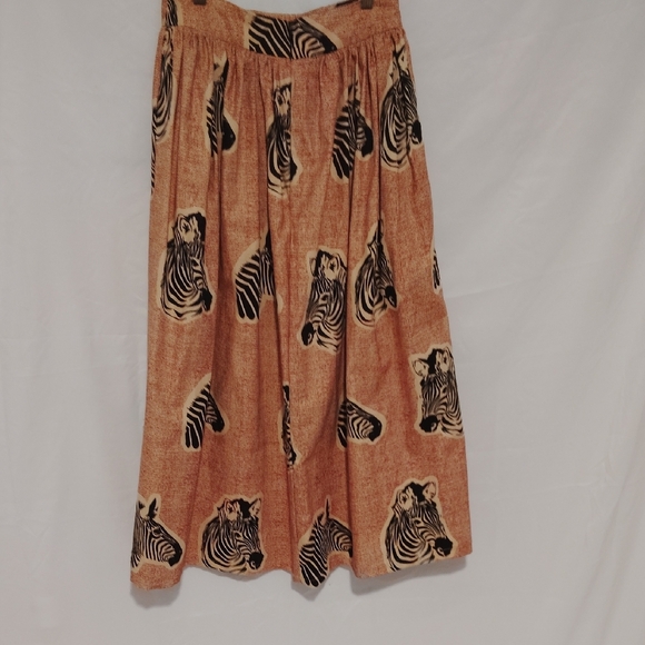 Anthropologie Zebra Pattern A-Line Skirt in Brown - Picture 3 of 5